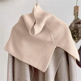 Women Clothing 2023 Autumn Winter Shawl Casual Simple Solid Colour Thermal Scarf Knitted Shoulder Cape Turtleneck Sweater Women