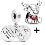 Buipoey 2pcs/lot Christmas Red Cane Gingerbread Man Charm Snowman Santa Beaded Sock Pendant DIY Beacelets jewelry Accessory Gift