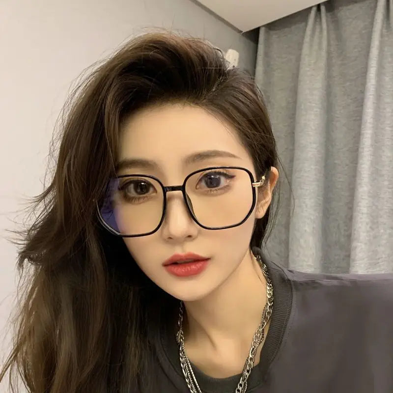 Blue Light Blocking Reading Glasses with Glitter Frame Fashion Oversized Presbyopia Glasses Slimming for Men Women