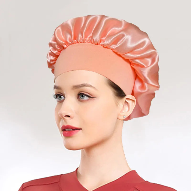 Newly Satin Night Hair Cap Women's Solid Sleeping Hat Sleep Care Bonnet Nightcap For Women Unisex Cap