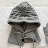 New Knitted Balaclava Hats For Women Hooded Caps Outdoor Winter Warmer Drawstring Hat One-Piece Neck Collar Cycling Beanies Caps