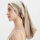 Luxury Comfortable Solid100% Real Silk Long Nightcap Hair Care Perm Beauty Sleeping Hat