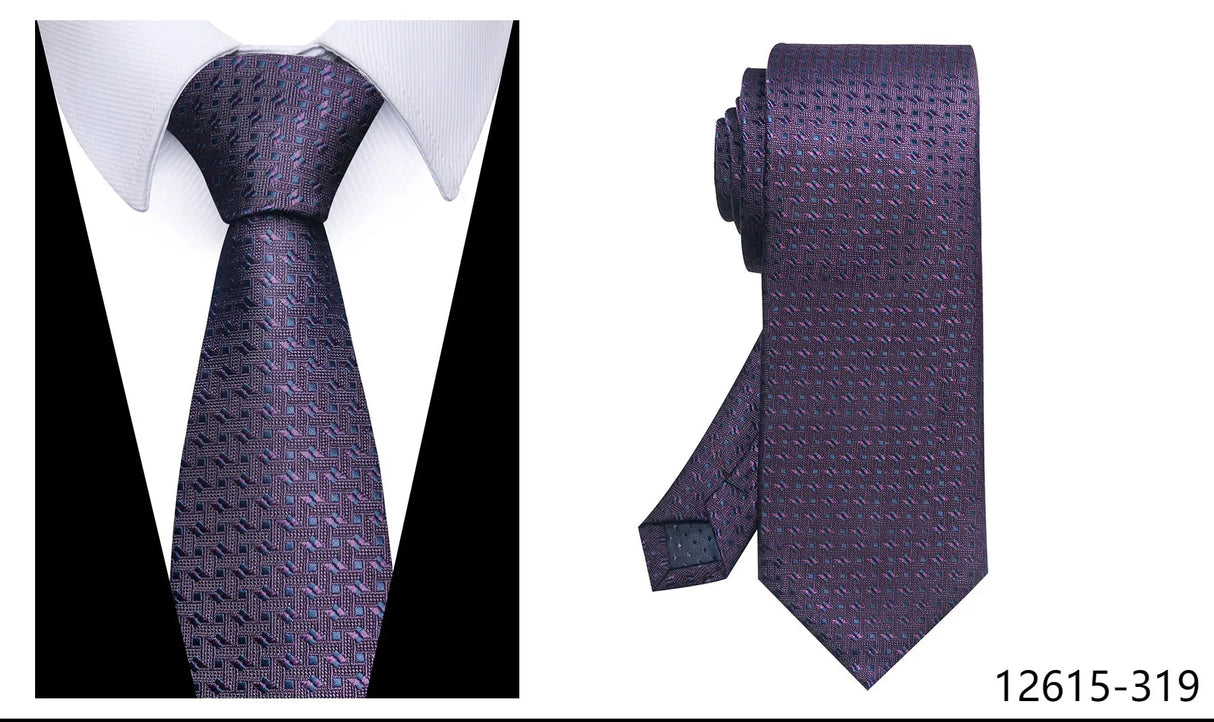 100% Silk Brand Purple Tie Men Necktie High Quality Mix Colors Silk 7.5 cm Gravatas Accessories Wedding April Fool's Day