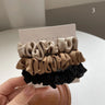 Silk Elastic Hair Bands Ponytail Holder Hair Tie Handmade White Black Coffee Hair Elastics 3Pcs Silky Satin Scrunchies Headwear