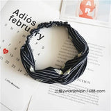 Clearance Fresh Colorful Turban Headbands Women Spring Summer Chiffon Headband Head Wrap Wide Lattice Hairband Hair Accessories