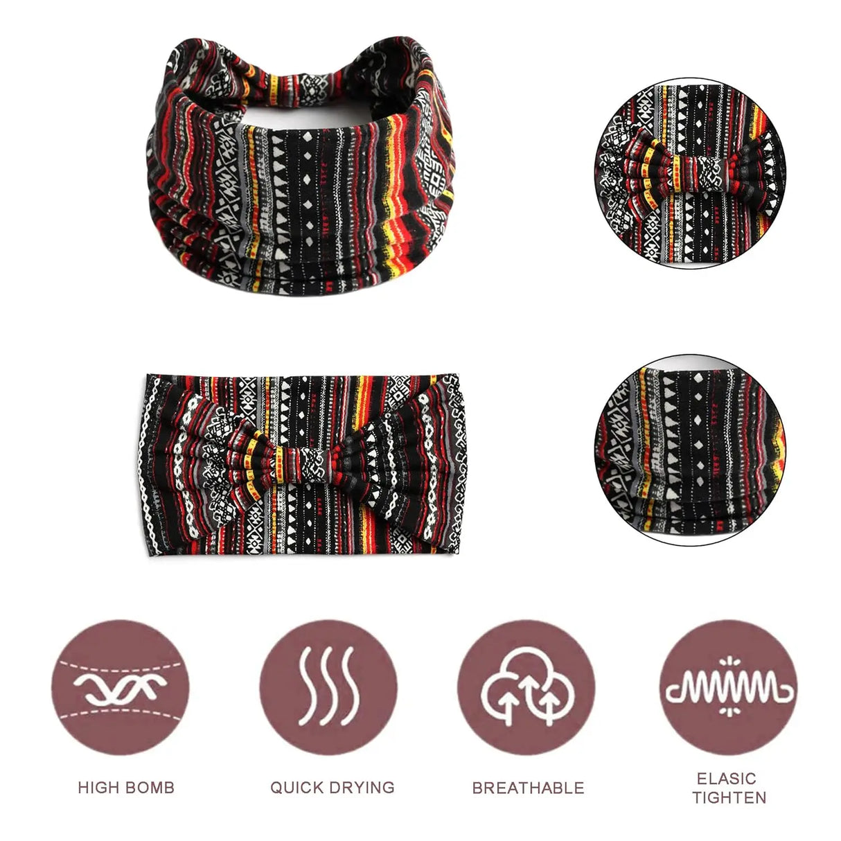Boho Headbands For Women Fashion Stretch Wide Hair Bands Knoted Turban Yoga Sweatband Elastic Head Bands Stylish Wrap Headbands