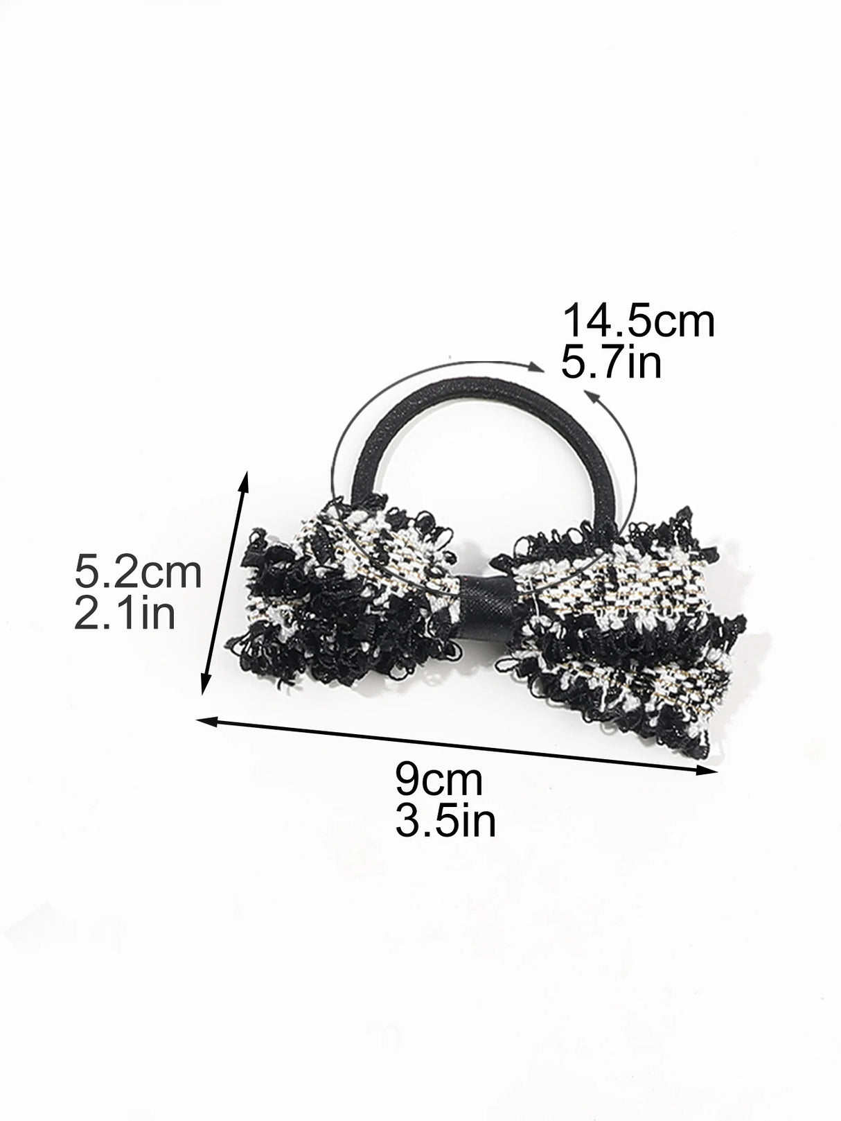 2 Pcs Black White Knitted Hair Bow Scrunchies,Elastics Bands Elegant Hair Ties Scrunchy Bowknot Ponytail Holder for Women Girls