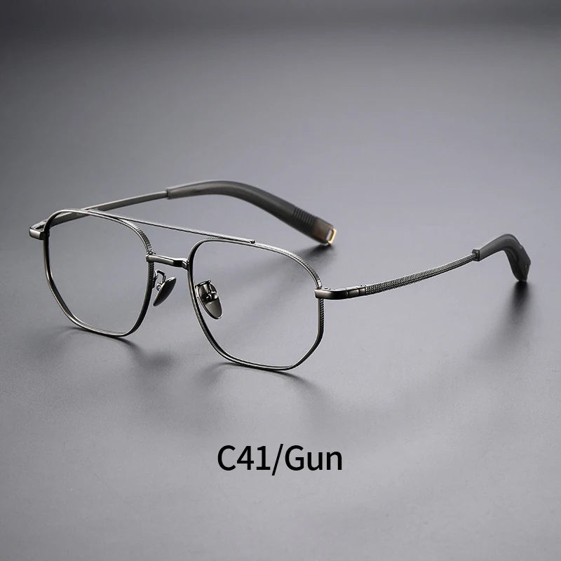 Trendy Men's Large size Titanium Frames Stylish, Double Bridge, Casual, Comfortable, Optical Prescription Eyewear for Men 07518