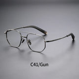 Trendy Men's Large size Titanium Frames Stylish, Double Bridge, Casual, Comfortable, Optical Prescription Eyewear for Men 07518