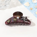 YHJ Starfish Hair Claw for Women Rhinestone Acetate Claw Clip Vacation Jewelry Hair Clip Trendy Claw Clips Hair Accessories