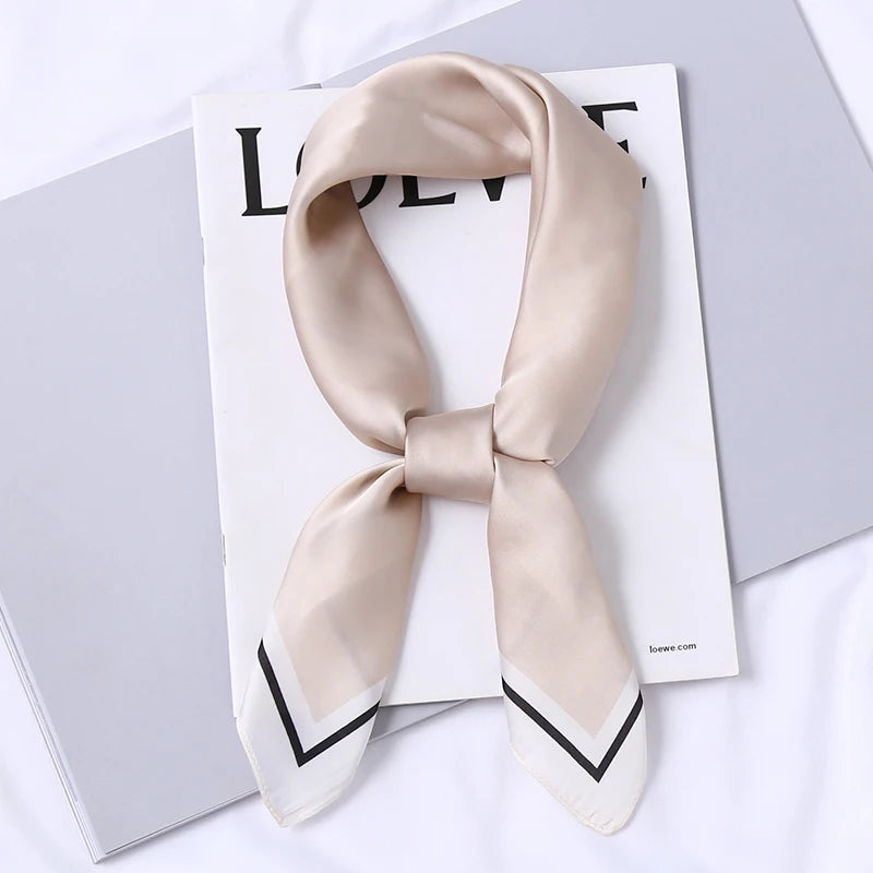 Spring Autumn Ladies Business Wear Decoration Solid Colour 70x70cm Small Square Handkerchief Gift Soft Imitated Silk Scarf