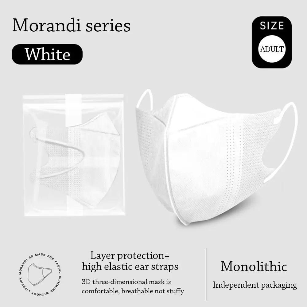 10Pcs Fish Mask Summer Slim Edition Adult Morandi 3 Layer Approved Face Masks Respirator Masque