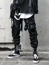 Joggers Cargo Pants for Men Casual Hip Hop Hit Color Pocket Male Trousers Sweatpants Streetwear Ribbons Techwear Pants