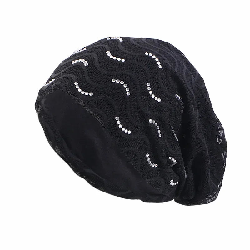 Women Men Sleeping Hat Baggy Beanie Satin Lined Night Unisex Sleep Cap Hair Care Bonnet Hair Loss Nightcap Pullover Hat Headwear