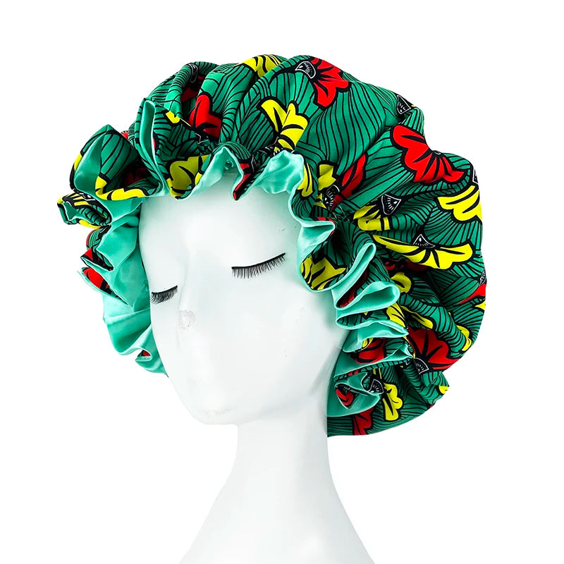 Double Layer Silky Satin Bonnet Women Sleeping Cap Large Reversible Satin Linned Night Sleep Headwrap Hat Hair Wrap Accessories