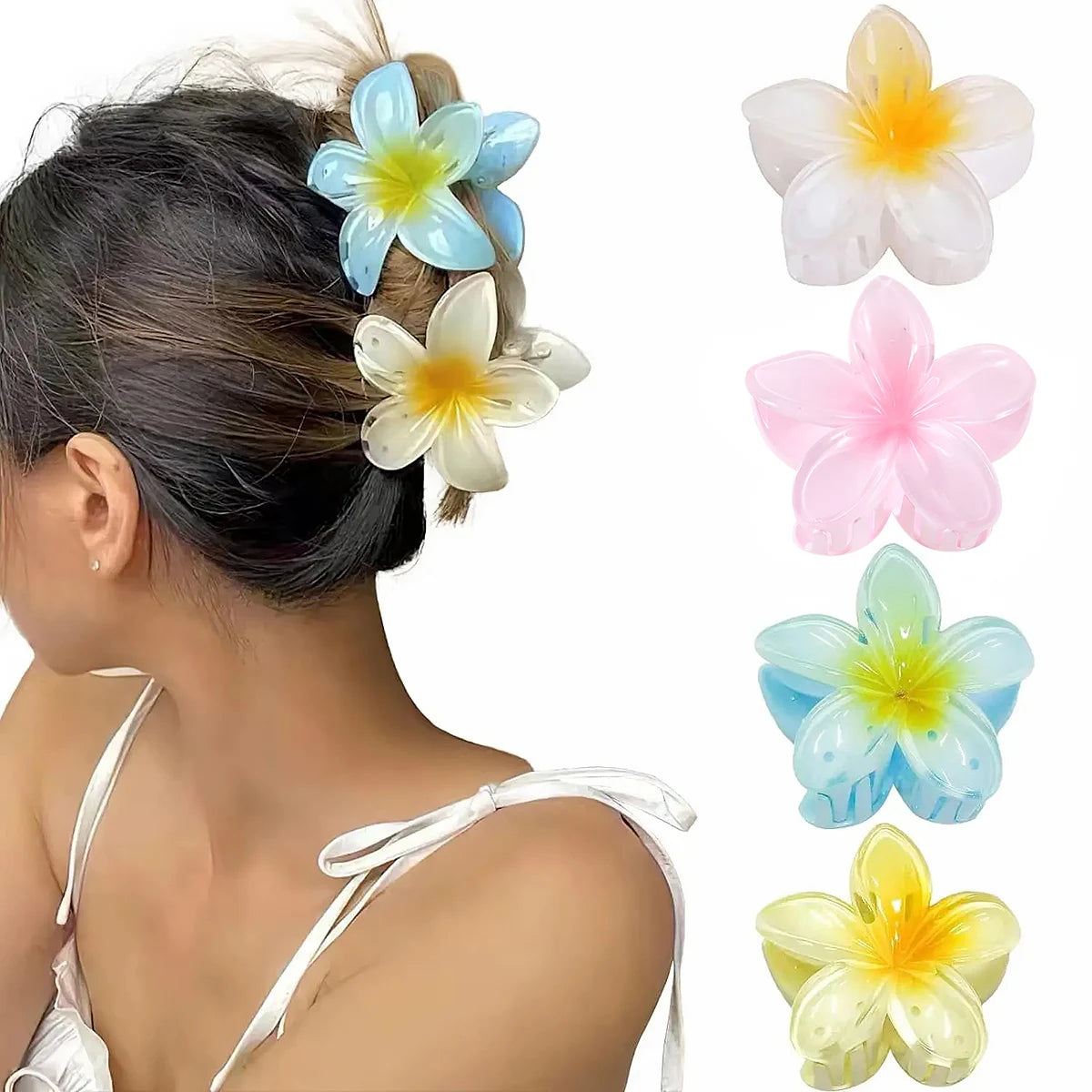 4Pcs Flower Hair Claw Clips for Women Fashion Large Hair Clips Beach Vacation Bohemia Hairpins Girls Hair Accessories