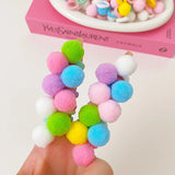 10 Pairs Baby Girls Elastic Hair Bands Plush Ball Rubber Bands Sweets Scrunchie Hair Ties Random Color Kids Hair Accessories