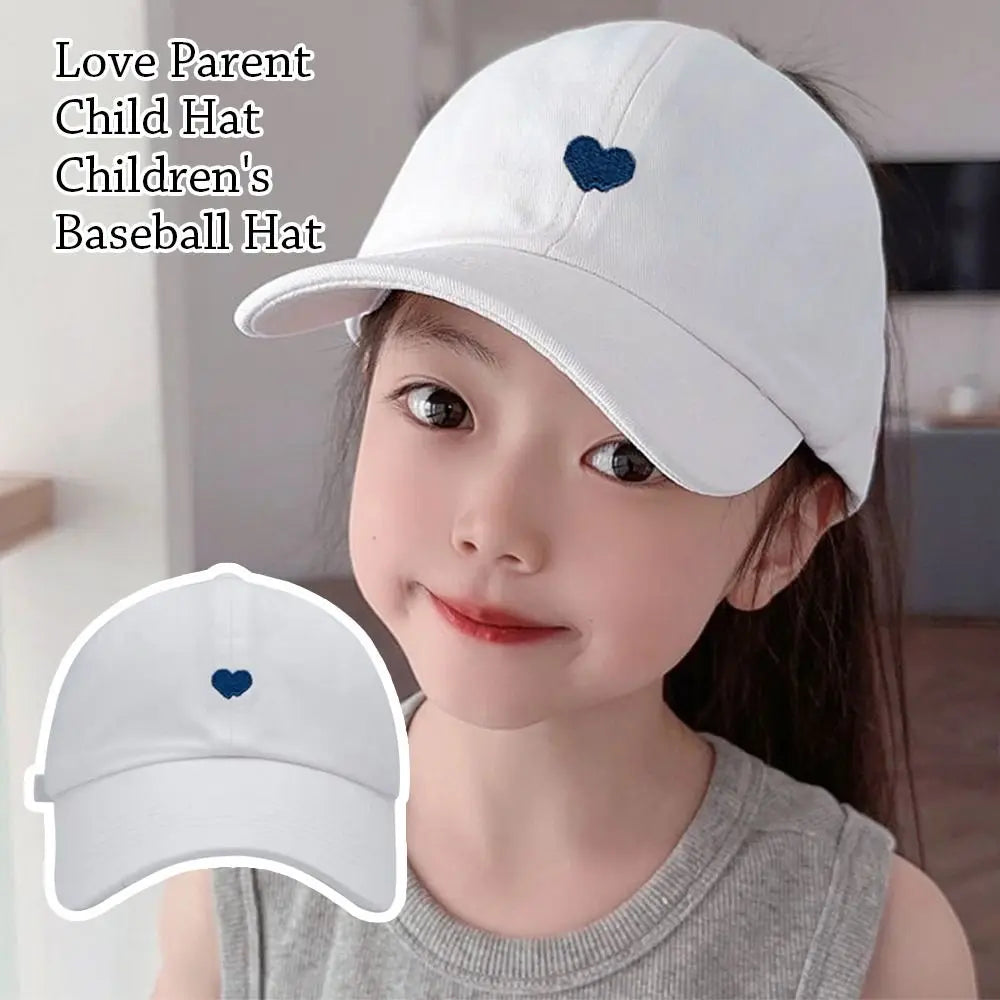 Love Heart Kids Baseball Caps Adjustable Large Brim Sun Hat Solid Color Hollow High Ponytail Caps for Boys Girls