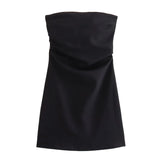 Robe TRAF pour femme, épaules dénudées, corset, courte, froncée, dos nu, bleu, noir, blanc, robe moulante sexy pour femme, robes de soirée
