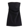 Robe TRAF pour femme, épaules dénudées, corset, courte, froncée, dos nu, bleu, noir, blanc, robe moulante sexy pour femme, robes de soirée