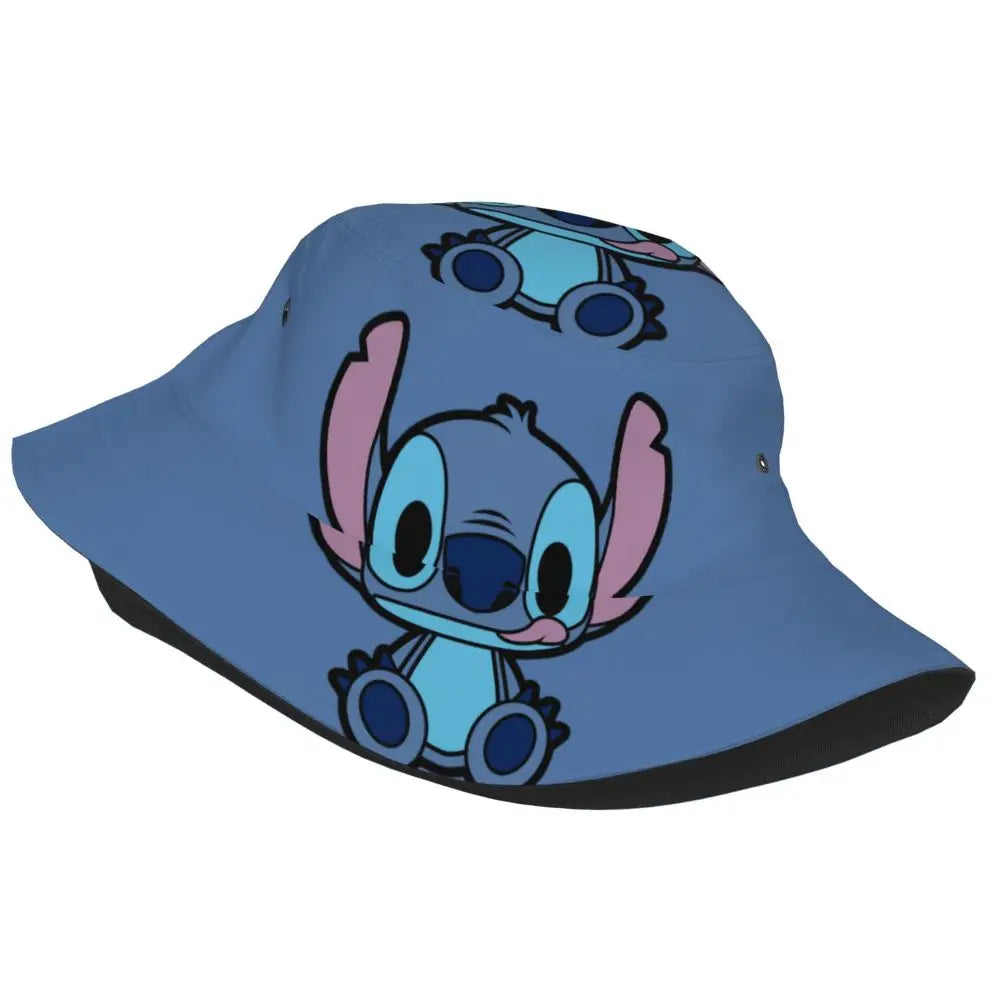 Unisex Kawaii Bucket Hats Funny Stitch Cartoon Accessories Bob Hat For Beach Headwear Lightweight