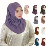 Solid Colour Head Wrap Cap Shawl Gauze Head Covering Scarf Explosive Head Scarf Cap To Cover White Hair Mother Cap Single Layer