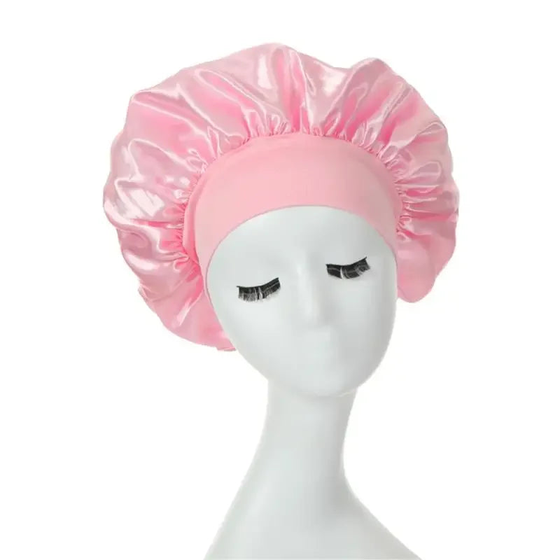 1PC Satin Sleeping Hat Night Sleep Hair Care Bonnet Nightcap Extra Satin Silky Shower Caps Sleep Cap with Premium Elastic Band