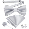 Hi-Tie Luxury Gold Silk Bow Ties for Men Fashion Men's Yellow Bowtie Handkerchief Cufflinks Brooch Set butterfly  Wedding Set