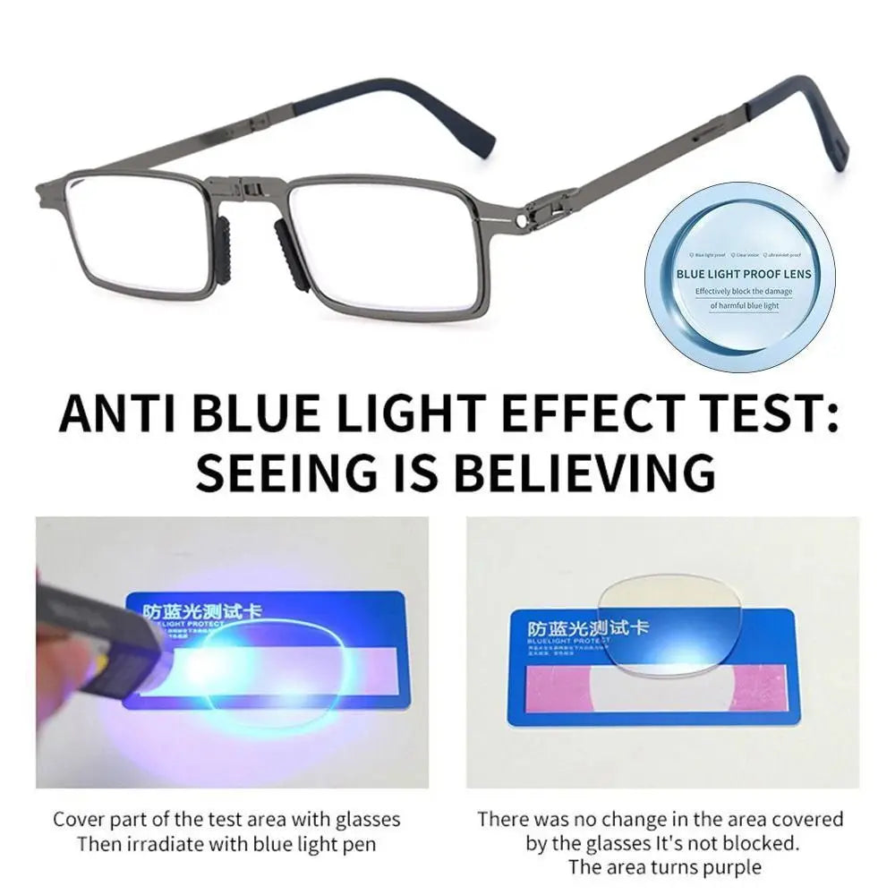 Blue Ray Blocking Anti-Blue Light Reading Glasses Portable With Glasses Bag Hyperopia Glasses Eye Protection Folding