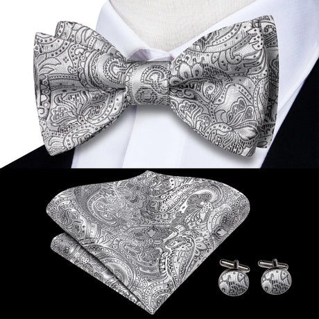 Dropshipping Jacquard Silk Mens Self Bow Tie Hanky Cufflinks Set Male Butterfly Knot Bowtie Wholesale for Male Wedding Business