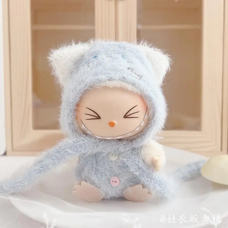 Mini Doll Clothes Winter Clothes Set One-piece Sweater Hat Scarf Clothing Gift Labubu Outfit Accessories For 17cm Labubu V1 V2