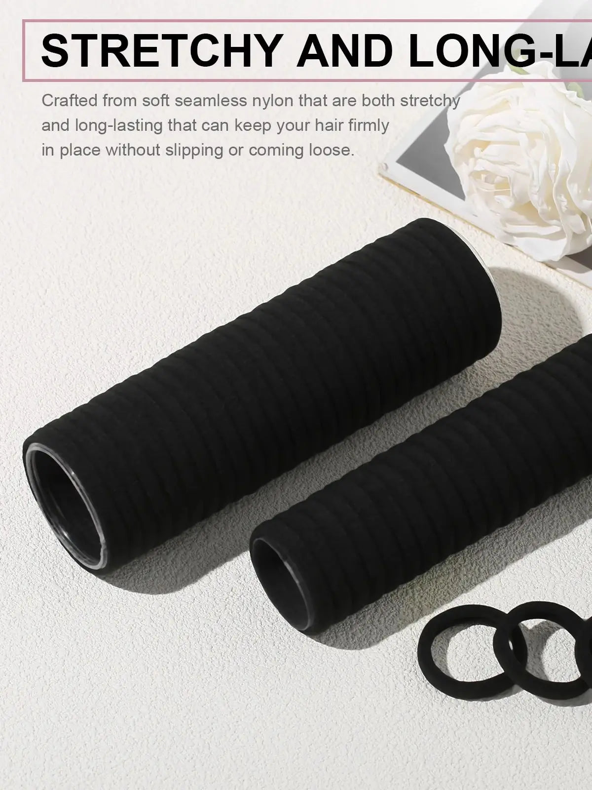120 Pcs No Damage Hair Ties for Thick Hair, Large Soft Seamless Nylon Hair Elastics for Women, Ponytail Holders, Hair Accessorie