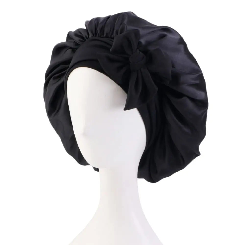 Women Satin Solid Sleeping Cap Soft Silk Nightcap Bonnet With Headband For Women Children Silk Scarf Sleep Hat