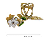 New Women Metal Hair Claw Elegant Gold Flowers Hair Clips Barrette Crab Headband Ponytail Clip Headwear hair accessories tiara