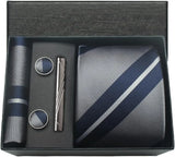 Classic 100% Silk Men's Ties In Gift box 8cm Plaid Dot Striped Business Necktie Handkerchief Cufflinks Wedding Party Tie Set