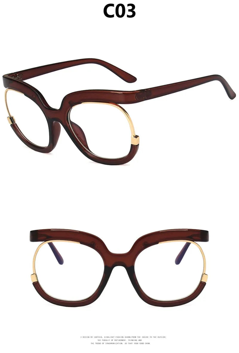Clear Blue Ray Blocking Eyeglasses Large Glasses Frame Spectacle Frame for Women 2022 Anti-Blue Light Trend Round Eyeglasses