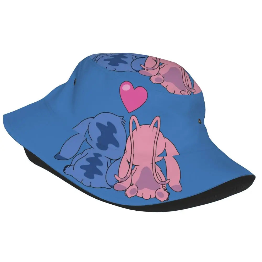 Unisex Kawaii Bucket Hats Funny Stitch Cartoon Accessories Bob Hat For Beach Headwear Lightweight