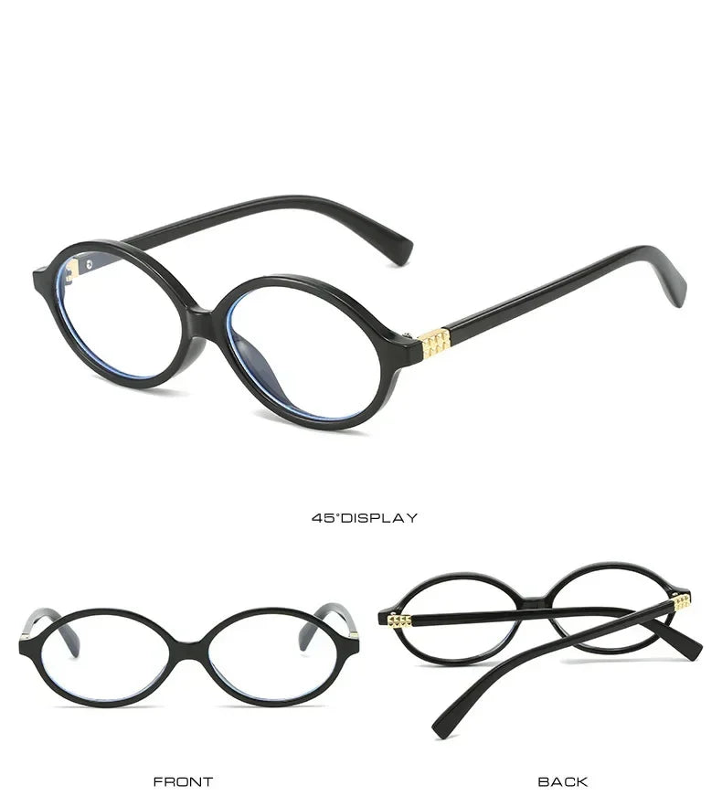 Elliptical Artistic Style Myopia Glasses Retro Small Frame Flat Lenses Ultra Light Finished Near Sight Eyewear Fashion Goggles