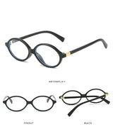 Elliptical Artistic Style Myopia Glasses Retro Small Frame Flat Lenses Ultra Light Finished Near Sight Eyewear Fashion Goggles