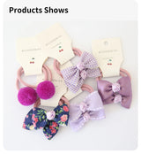 10Pcs Set Baby Hair Bands Cartoon Dot Bows Flower Kids Hair Ropes Kids Rubber Band Baby Girl Hair Accessories