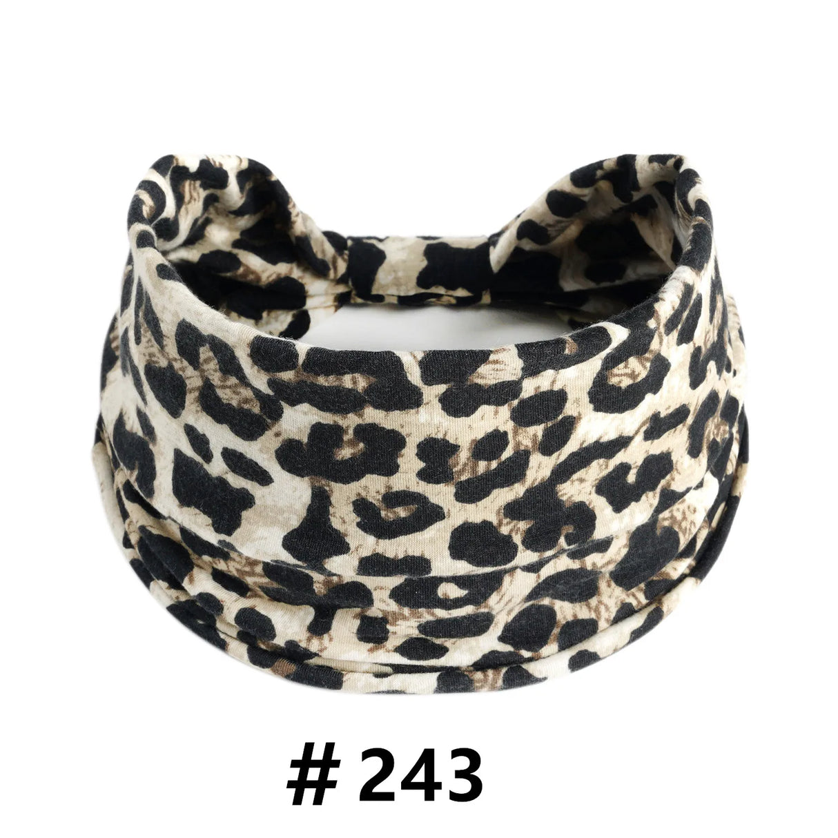 Leopard Print Headbands for Women Wide Boho Turban Head Wraps Cotton Knotted Elastic Hairbands Non Slip Workout Hair Accessories