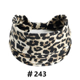 Leopard Print Headbands for Women Wide Boho Turban Head Wraps Cotton Knotted Elastic Hairbands Non Slip Workout Hair Accessories