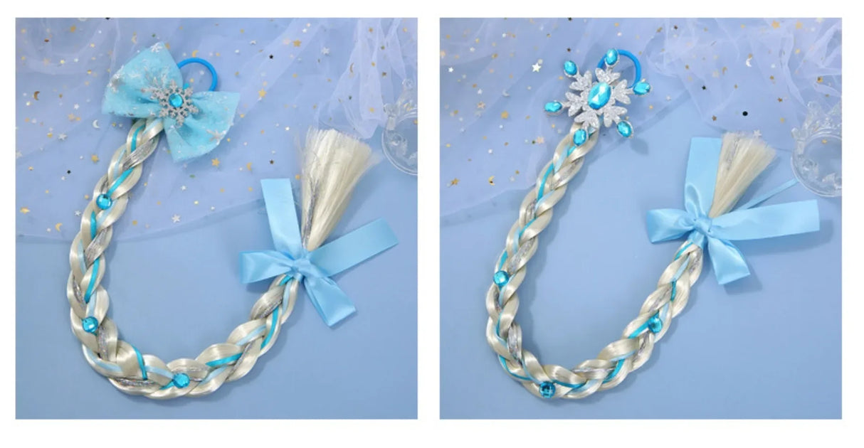 Girls Snowflake Hair Bow Kids Rainbow Hair Tie Princess Accessories Toddler Snowflake Elastics Baby Accessories Hair Bands Braid
