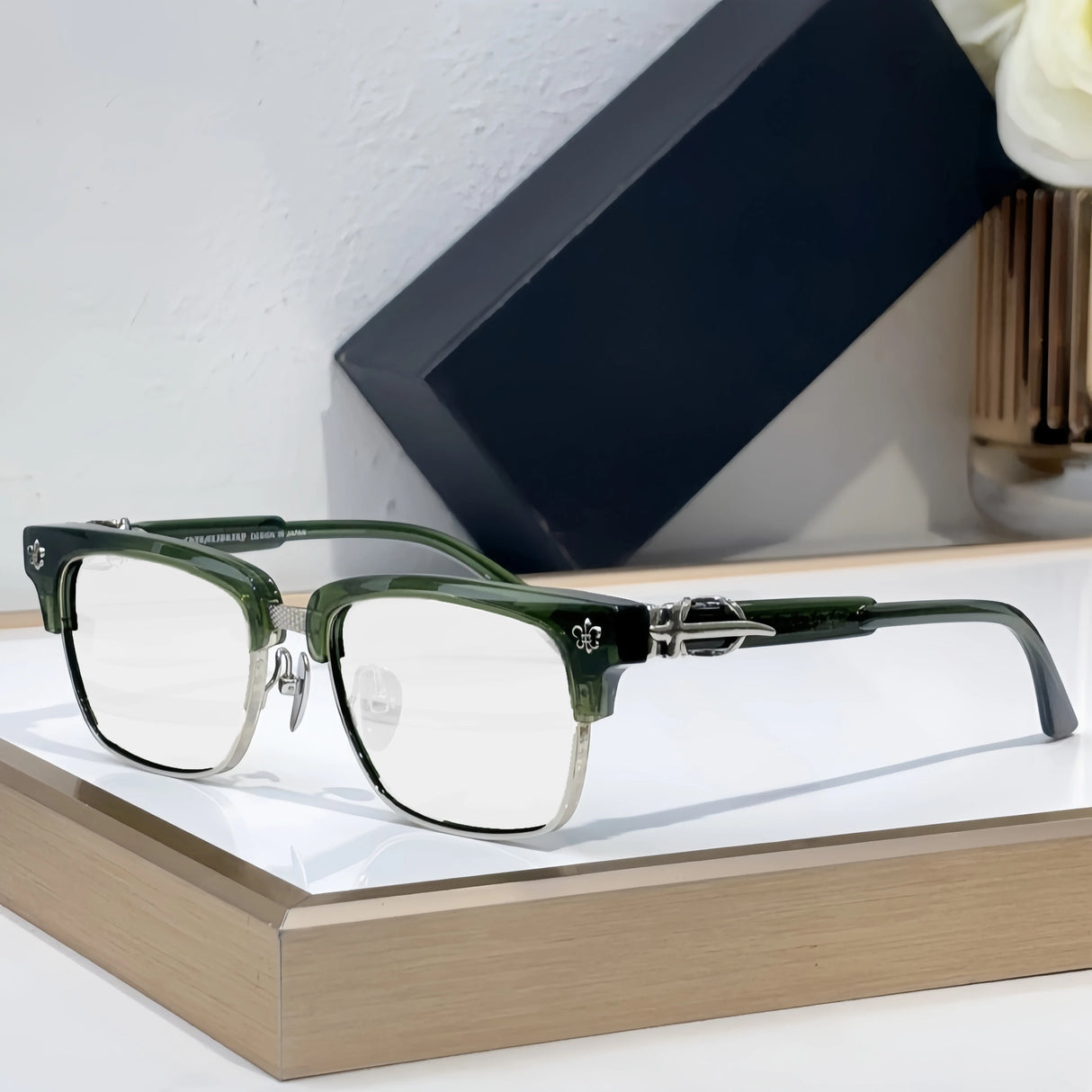 Popular Sunglasses Titanium Acetate Fashion Eyeglasse Frame Men Square Retro High Quality Women Luxury Brand Designer Glasses