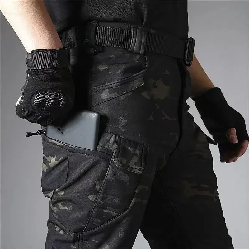 Tactical Winter Set Men's Outdoor Windproof Waterproof Suit Multi-Pocket Soft Shell Hooded Jackets Sharkskin Work Pants