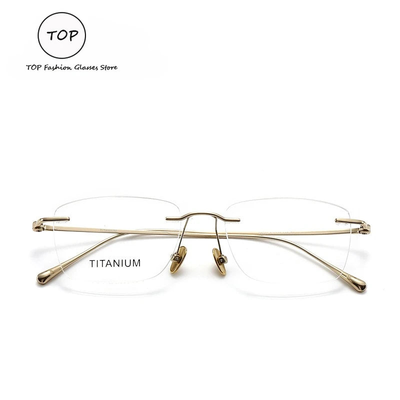 Fashionable and Simple Frameless Titanium Alloy Business Men's Glasses Personalized High-quality Women's Frames Suitable  Myopia