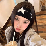 Star Embroidery Sports Headband for Running, Cycling, Yoga | Black Headbands for Women No Slip Soft Hair Accessories