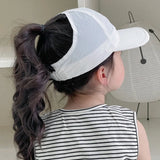 Fashion High Ponytail Kids Boy Girl Sun Hats Quick Drying Baseball Caps Adjustable Travel Caps Children Peaked Hats With Hole