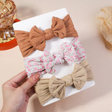 3Pcs Girls Cable Knit Turban Baby Bows Headbands For Children Elastic Kids Hair Bands Newborn Toddle Headwrap Hair Accessories