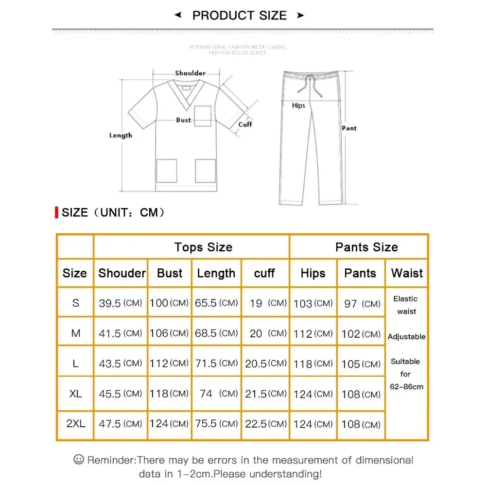 New Scrubs Set Medical Uniforms Stretch Scrub Tops with Pocket Pants Nurse Uniform Doctor Surgery Overalls Beauty Salon Workwear